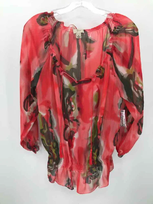 Pre-Owned Yvos Pink Size 6 Long Sleeve Blouse Soft Pastel Blouse