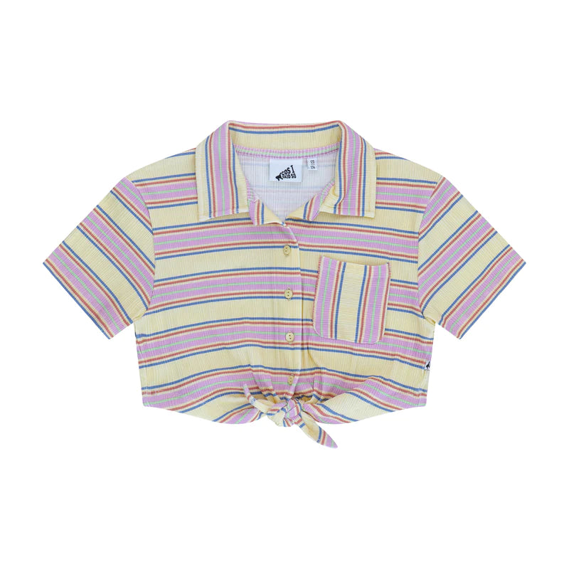 KNOT SHIRT STRIPED RIB-- Satin Blend Silk Blend Wool Blend