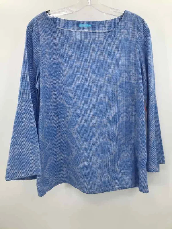Pre-Owned J Mclaughlin Blue Size Medium Blouse Textured Cotton Blouse