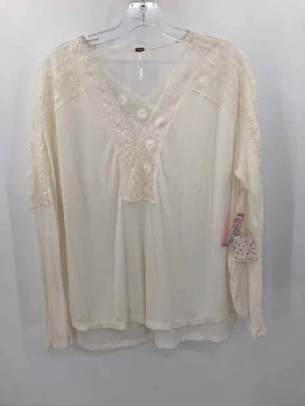 Pre-Owned Free People Ivory Size Small Long Sleeve Blouse Versatile Layering Blouse