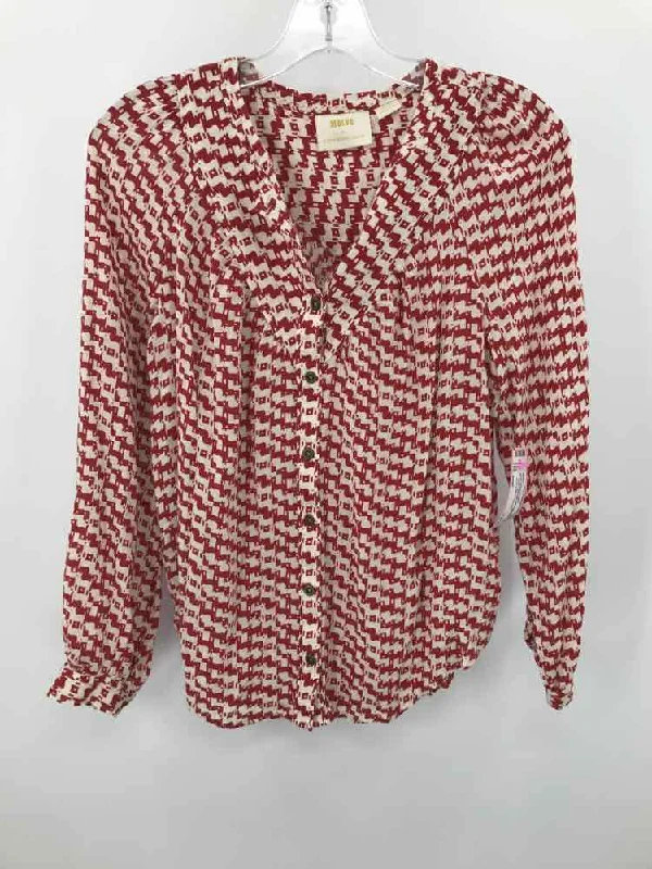 Pre-Owned Maeve Red Size Small Long Sleeve Blouse Versatile Layering Blouse