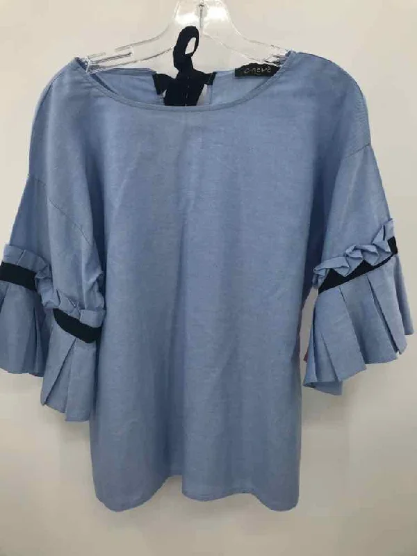 Pre-Owned Chepe Blue Size Medium Blouse Lightweight Tunic Blouse