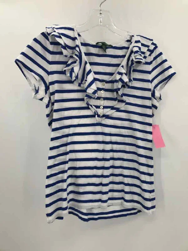 Pre-Owned Ralph Lauren White Size Medium Stripe Blouse Cotton Casual Blouse