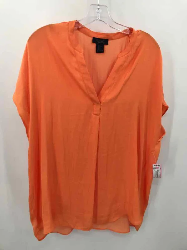 Pre-Owned Rachel Roy Orange Size XL Blouse Semi-Sheer Blouse