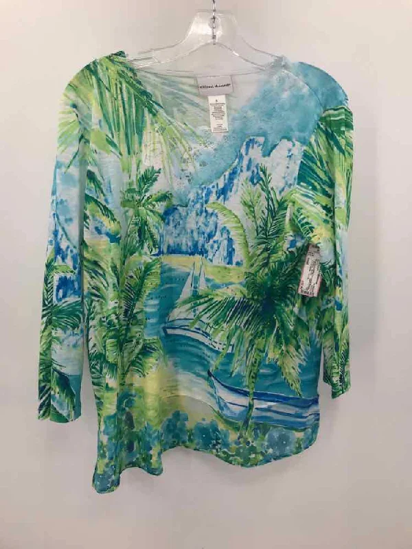 Pre-Owned Alfred Dunner Blue Size Small Blouse Gathered Detail Blouse