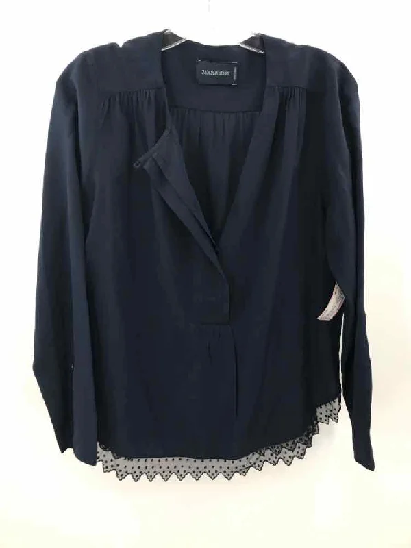 Pre-Owned Zadig & Voltaire Navy Size Small Long Sleeve Blouse Sleeveless Chiffon Blouse