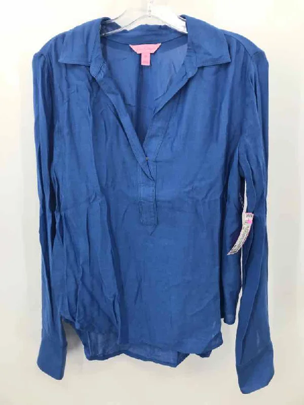 Pre-Owned Lilly Pulitzer Blue Size XS Blouse Soft Satin Blouse
