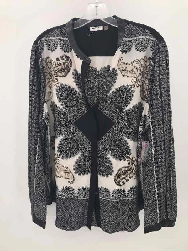 Pre-Owned DKNYC Black Size XL Long Sleeve Blouse Smart Casual Blouse