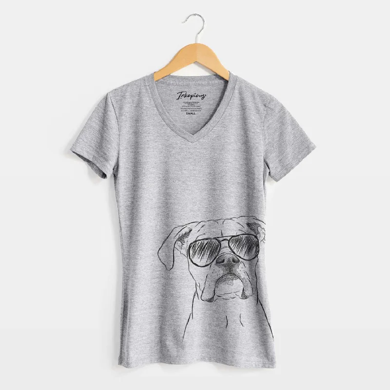 Aviator Henley the Boxer - Women's V-neck Shirt-- Chenille Blend Fleece Blend Nylon Blend