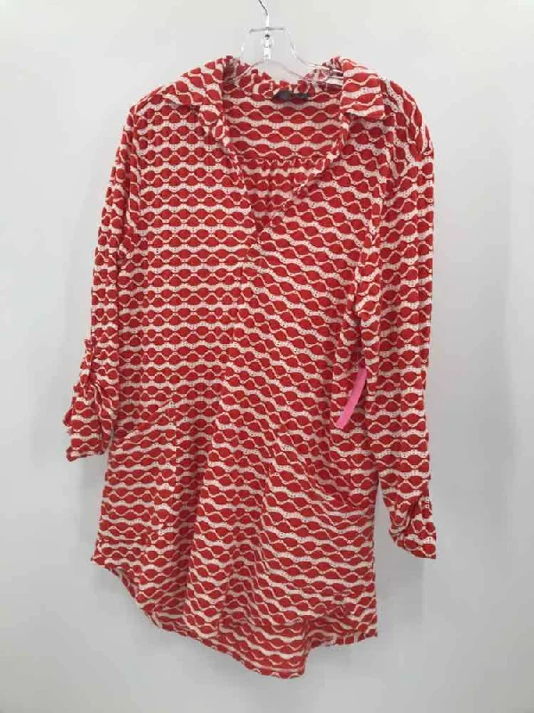 Pre-Owned For Cynthia Orange Size Large Blouse Pleated Collar Blouse
