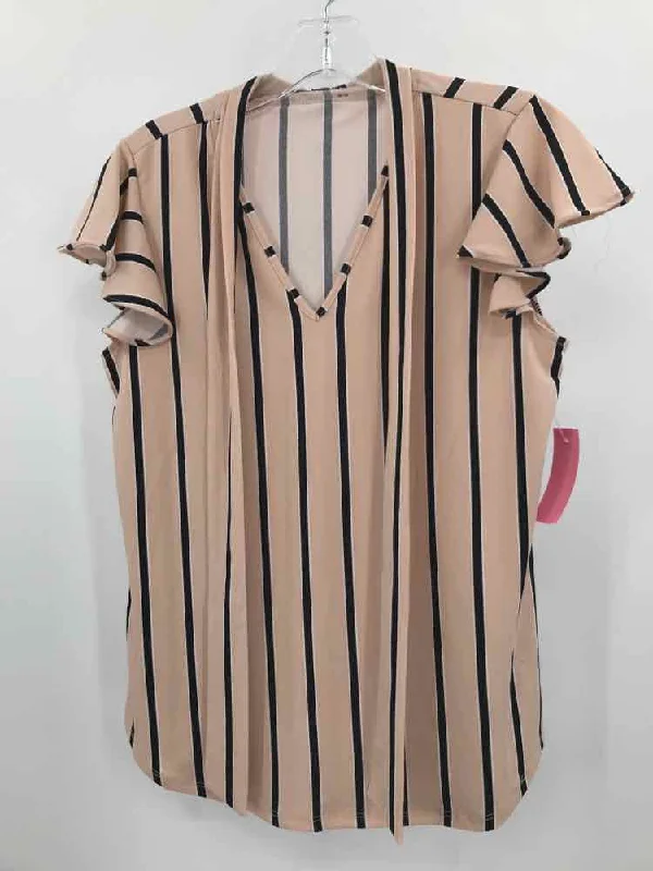 Pre-Owned Adrianna Papell Tan Size Small Blouse Lightweight Linen Blouse