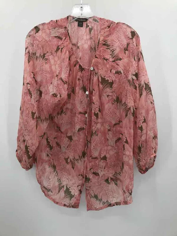 Pre-Owned Tommy Bahama Pink Size Large Printed Blouse Polished Work Blouse