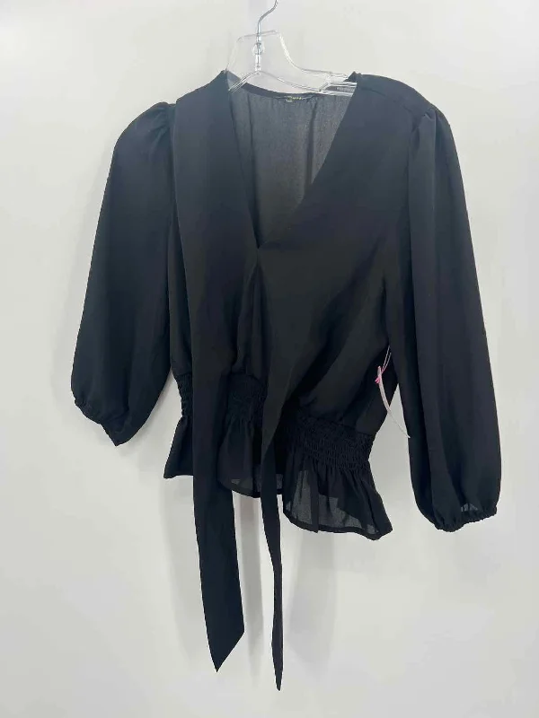 Pre-Owned Shinestar Black Size Small Long Sleeve Blouse Chic Off-Shoulder Blouse