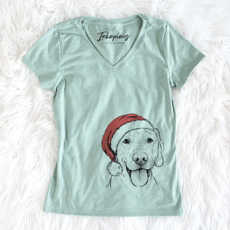 Santa Klay the Labrador Retriever - Women's V-neck Shirt-- Collared Crew Neck Turtle Neck