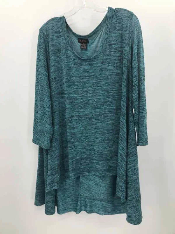 Pre-Owned Jaipur Blue Size XL Tunic Blouse Soft Satin Blouse