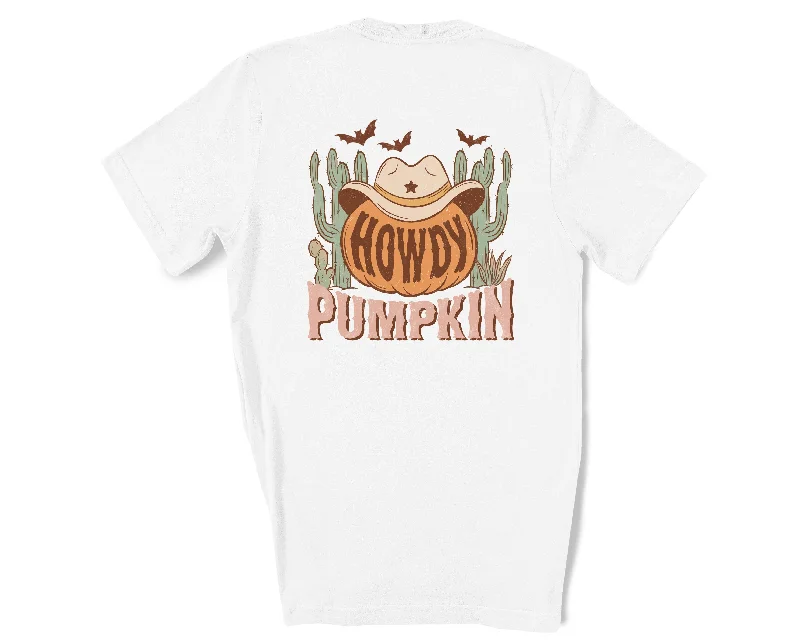Howdy Pumpkin Shirt-- Front Pockets Side Pockets Patch Pockets