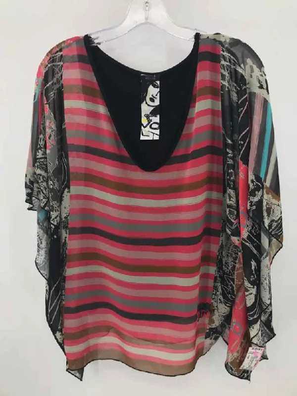 Pre-Owned Colore Ta Vie Pink Size Small Blouse Sheer Mesh Blouse