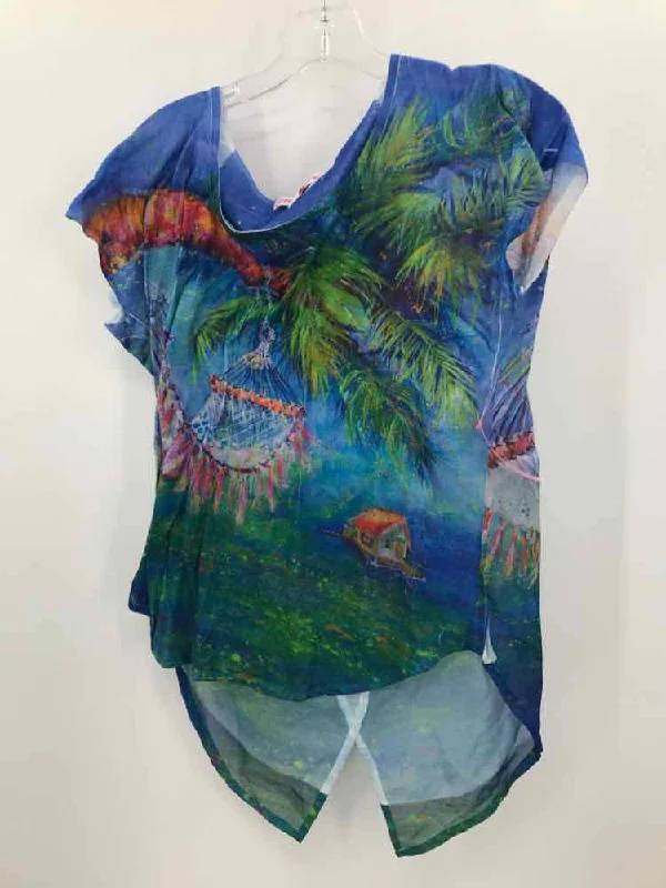 Pre-Owned Leoma Lovegrove Blue Size Large Blouse Gathered Detail Blouse
