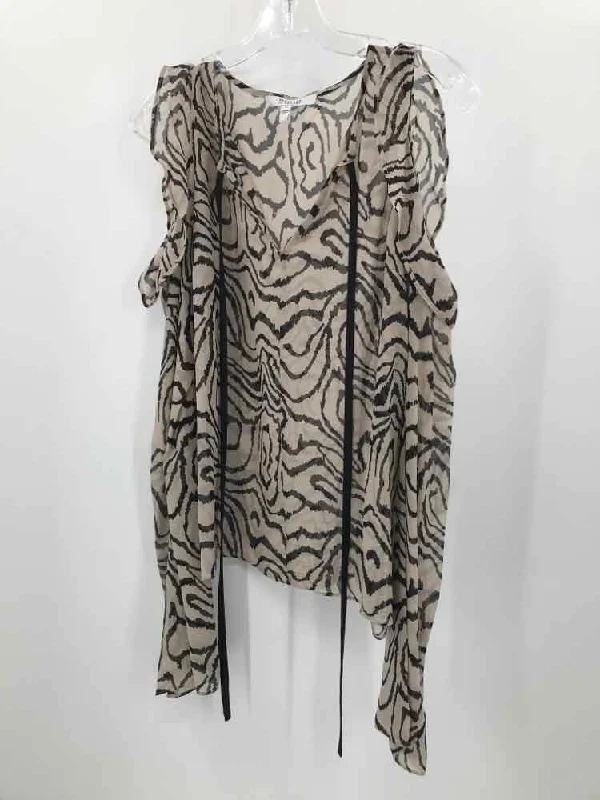 Pre-Owned Derek Lam 10 Crosby Black Size 2 Printed Blouse Semi-Sheer Blouse