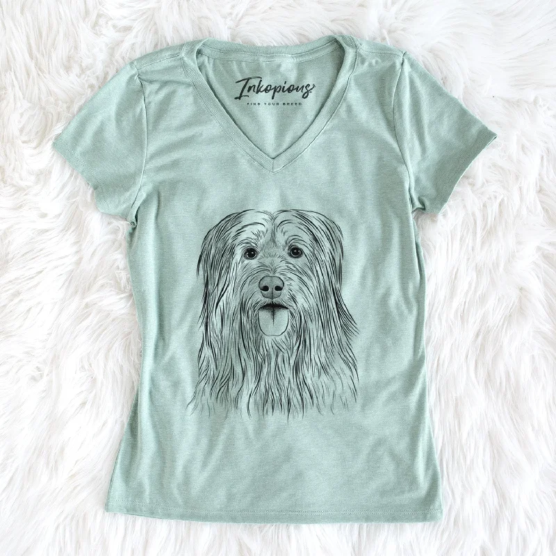 Bare Indy the Korean Sapsali - Women's V-neck Shirt-- Wool Fabric Cashmere Fabric Tweed Fabric