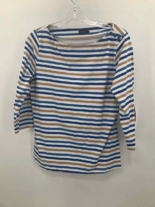 Pre-Owned J Mclaughlin Blue Size Large Stripe Blouse Feminine Pastel Blouse