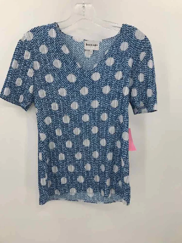 Pre-Owned Leo & Ugo Blue Size 8/10 Blouse Business Casual Blouse
