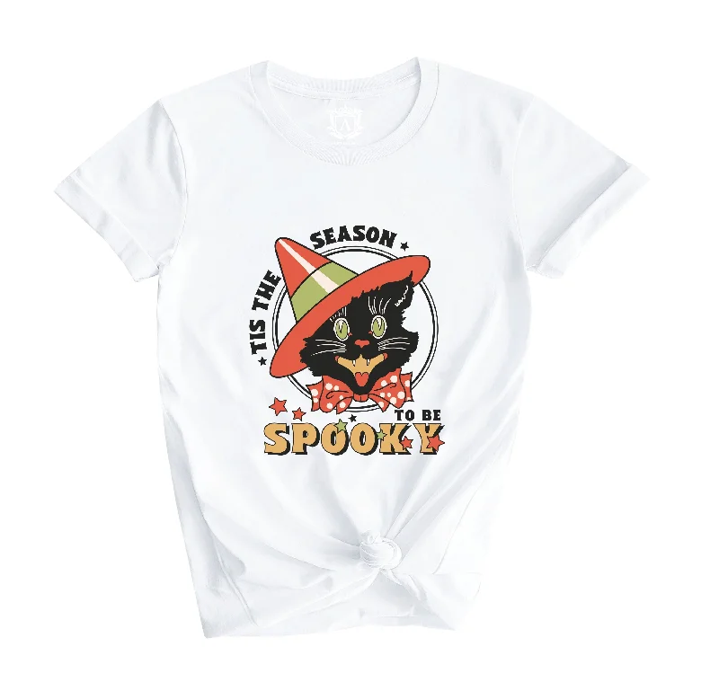 Spooky Cat Vibes Shirt-- Print Jacquard Patchwork