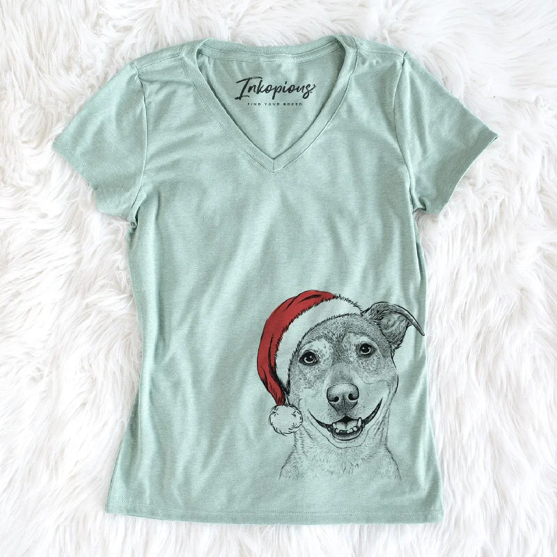 Santa Reese the Mountain Cur - Women's Perfect V-neck Shirt-- Satin Fabric Silk Fabric Chiffon Fabric