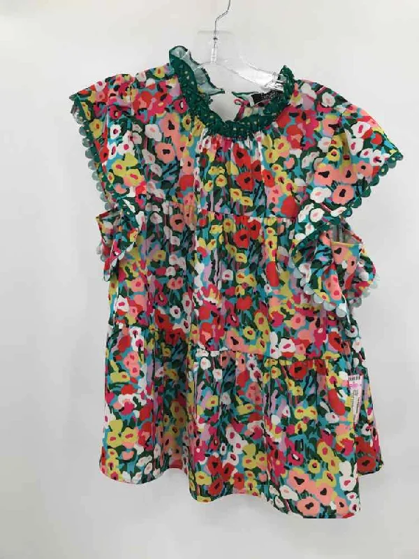 Pre-Owned Crosby Blue Size Small Floral Blouse Double Button Blouse