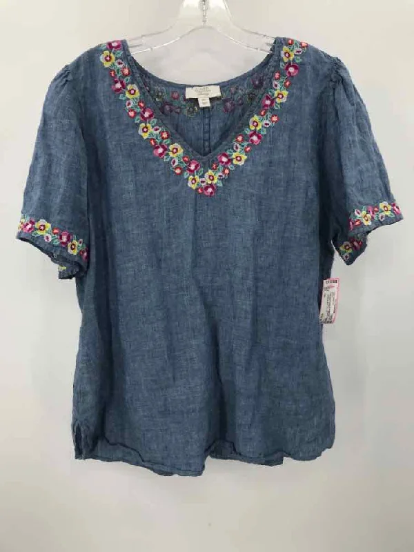 Pre-Owned Linen Charter Club Blue Size XXL Blouse Boho Chic Blouse