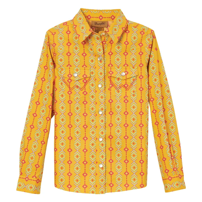 Girl's Wrangler Western Shirt ~ Yellow~ Only Small-- Seamless Knitted Crochet