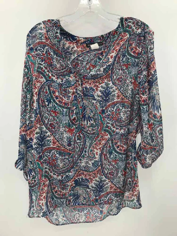 Pre-Owned Sara Michelle Blue Size Medium Blouse Relaxed Fit Blouse