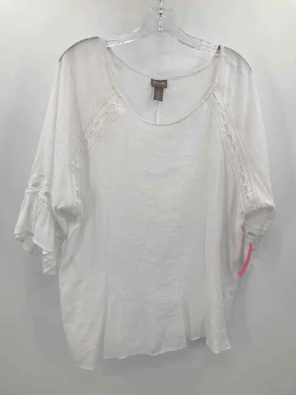 Pre-Owned Chico's White Size XL Blouse Floral Chiffon Blouse