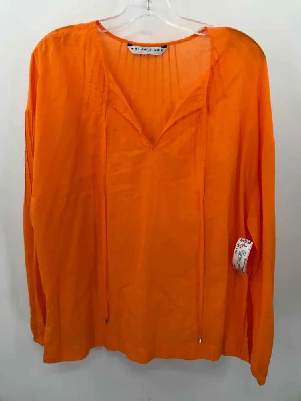 Pre-Owned Trina Turk Orange Size Large Blouse Classic Striped Blouse