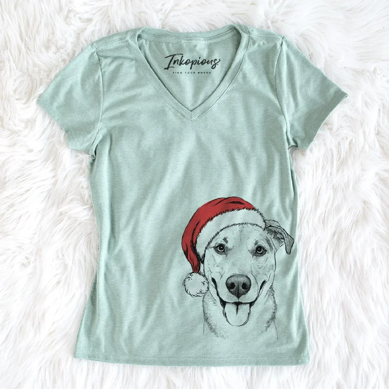 Santa Padre the Pitbull Mix - Women's Perfect V-neck Shirt-- Modern Contemporary Chic