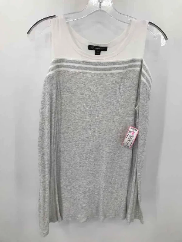 Pre-Owned INC Grey Size Medium Long Sleeve Blouse Oversized Silk Blouse