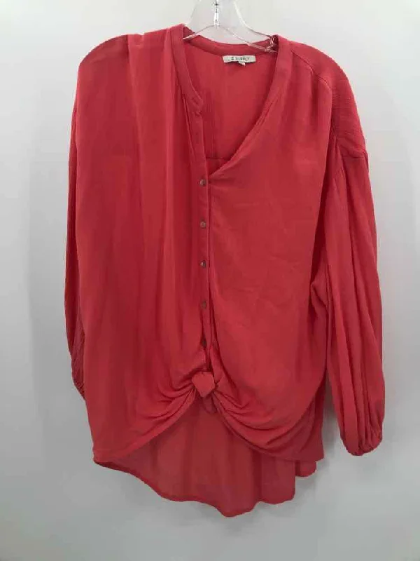 Pre-Owned Z Supply Orange Size Small Long Sleeve Blouse Drape Neck Blouse