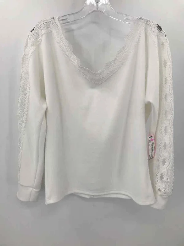 Pre-Owned CBR White Size Medium Long Sleeve Blouse Chic Wrap Blouse