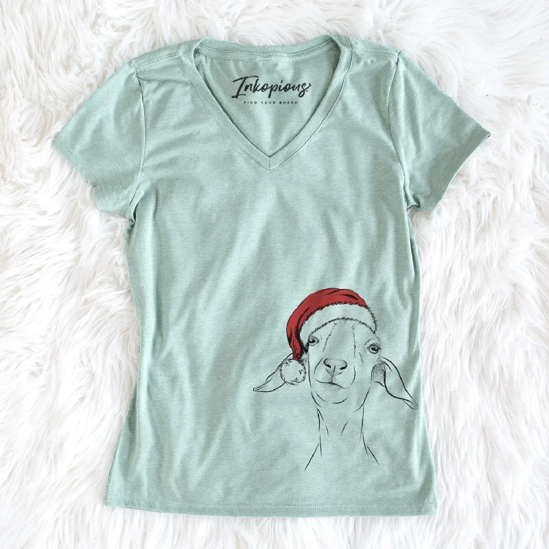 Santa Kara Dune the Spanish Boer Goat - Women's Perfect V-neck Shirt-- Rayon Velvet Corduroy Santa Kara Dune the Spanish Boer Goat - Women's Perfect V-neck Shirt-- Rayon Velvet Corduroy