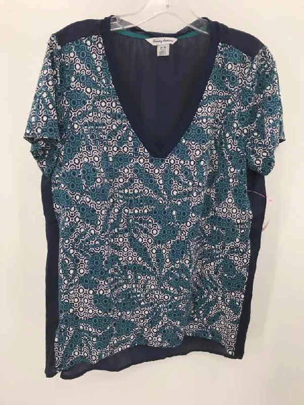 Pre-Owned Tommy Bahama Navy Size Medium Blouse Vintage Polka Blouse