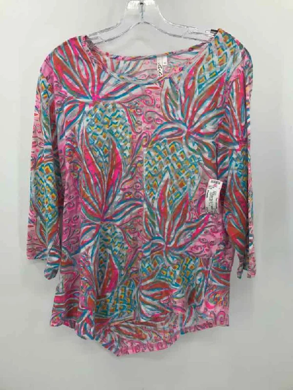 Pre-Owned Lulu B Blue Size Medium Blouse Classic White Blouse