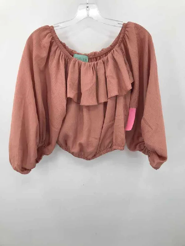 Pre-Owned Judith March Tan Size Small Blouse Elegant Silk Blouse