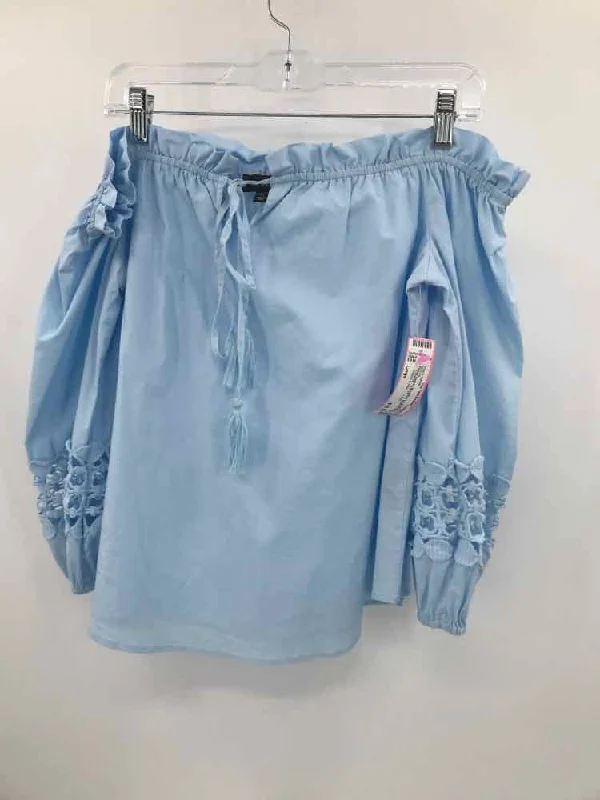 Pre-Owned Flying Tomato Blue Size Large Blouse High Neck Blouse