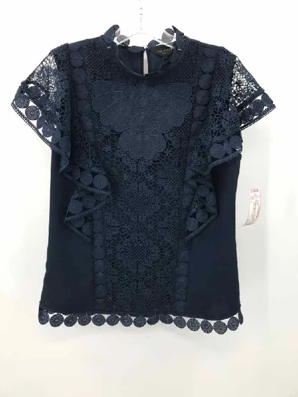 Pre-Owned Ted Baker Navy Size 4 Blouse Chic Square Blouse