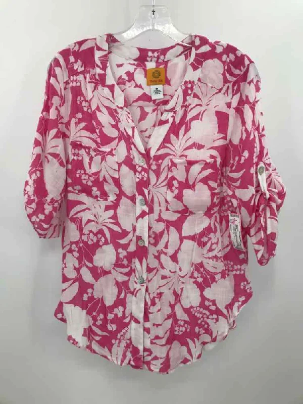 Pre-Owned Ruby Road Pink Size Medium Blouse Lightweight Floral Blouse