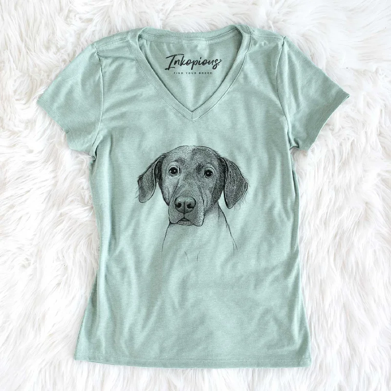 Bare Baldwin the Mixed Breed - Women's V-neck Shirt-- Embroidered Appliqued Beaded