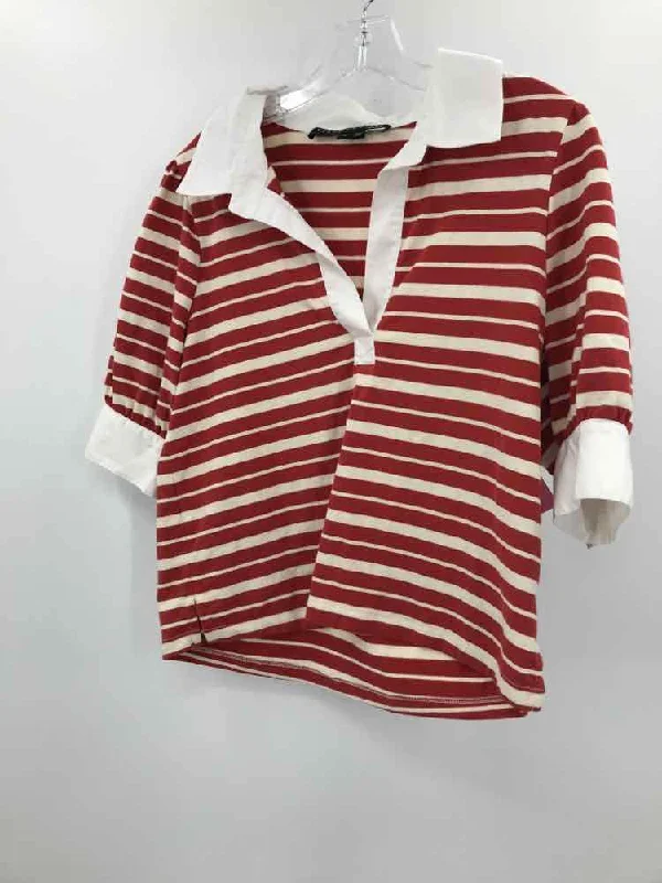 Pre-Owned Veronica Beard Red Size Medium Stripe Blouse Satin Long Blouse