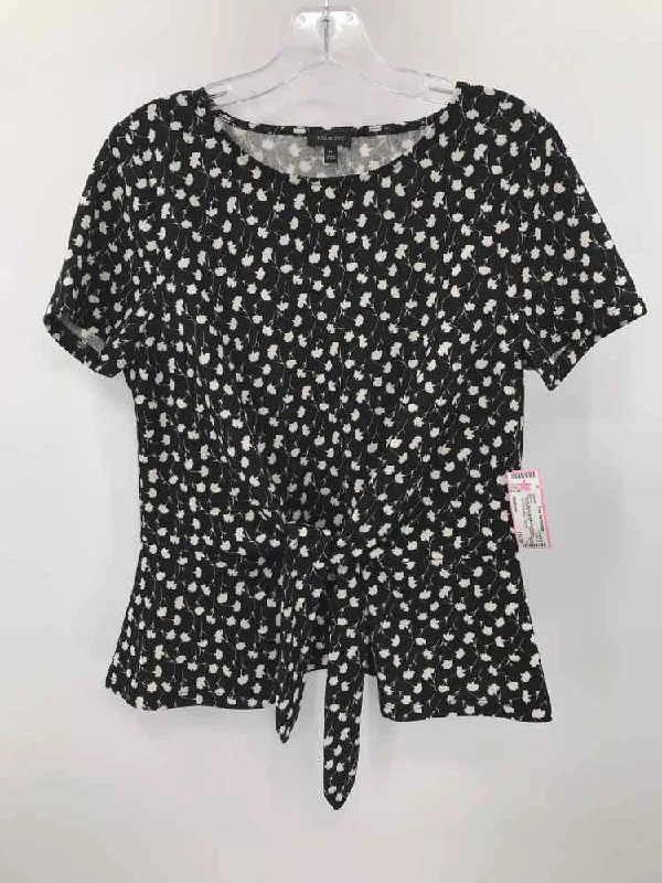Pre-Owned Talbots Black Size Medium Printed Blouse Smart Casual Blouse
