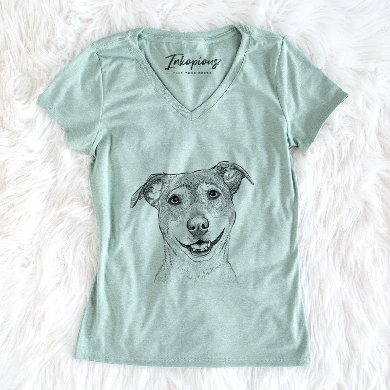 Bare Reese the Mountain Cur - Women's V-neck Shirt-- Rayon Fabric Velvet Fabric Corduroy Fabric