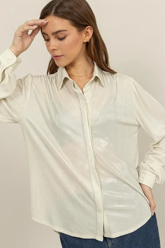 Lustre Puff Sleeve Blouse Vintage Polka Blouse
